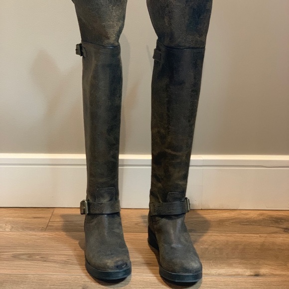 TORY BURCH - Chocolate Brown - Distressed, Over the knee Boots - Picture 10 of 13